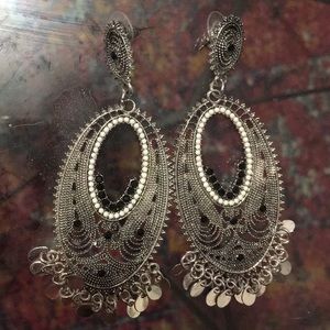 Silver and black earrings
